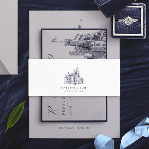 Cintas Para Invitaciones Boda de destino de castillo vintage elegante