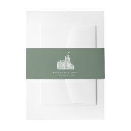 Cintas Para Invitaciones Boda de Destino en un Castillo Vintage Verde Salvi
