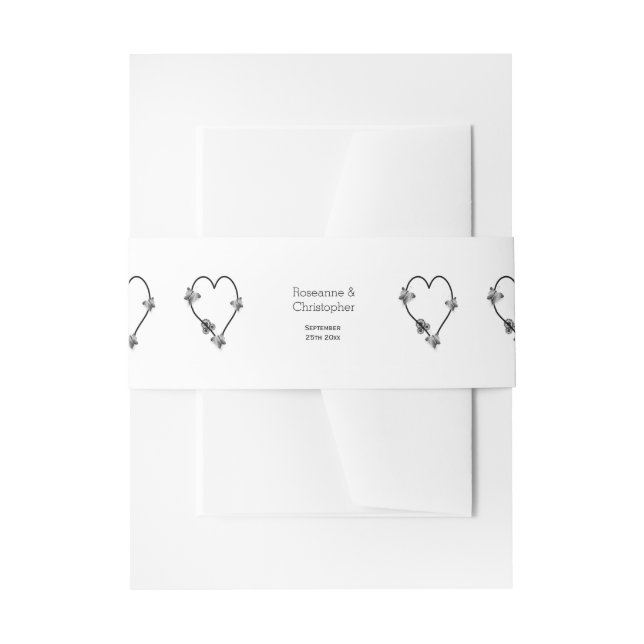 Cintas Para Invitaciones Boda De Diseño Cardíaco De Mariposa Blanca Y Negra (Anverso Ejemplo)