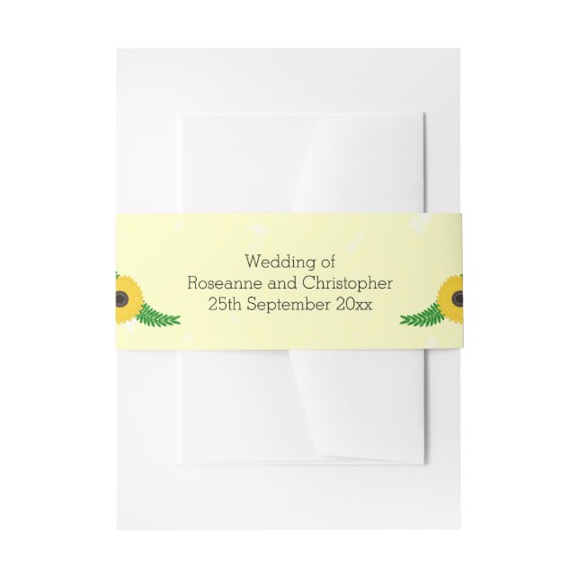 Cintas Para Invitaciones Boda de diseño de girasol amarillo (Anverso Ejemplo)