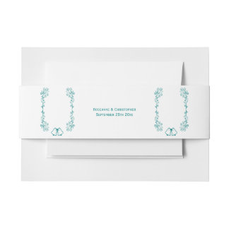 Cintas Para Invitaciones Boda de diseño de trabajo de Bells verde azuladas