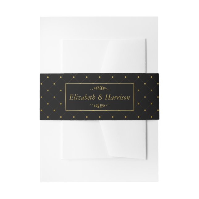 Cintas Para Invitaciones Boda de efectos modernos en negro y Relieve metali (Anverso Ejemplo)