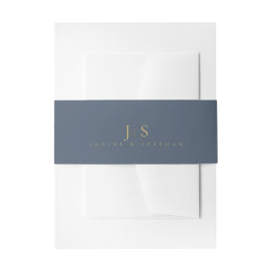 Cintas Para Invitaciones Boda de elegancia simple Iniciales Blue ID1022