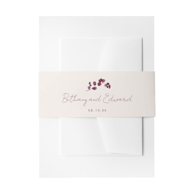Cintas Para Invitaciones Boda de Elegante Follaje de Otoño (Anverso Ejemplo)