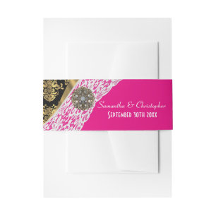 Cintas Para Invitaciones Boda de encaje blanco y negro rosa y dorado