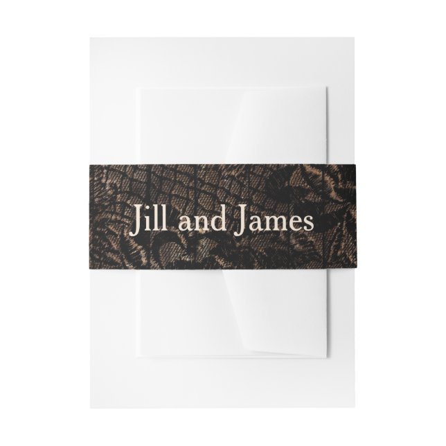 Cintas Para Invitaciones Boda de encaje falso negro (Anverso Ejemplo)
