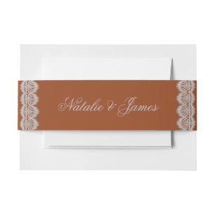 Cintas Para Invitaciones Boda de encaje naranja quemado vintage Old Money