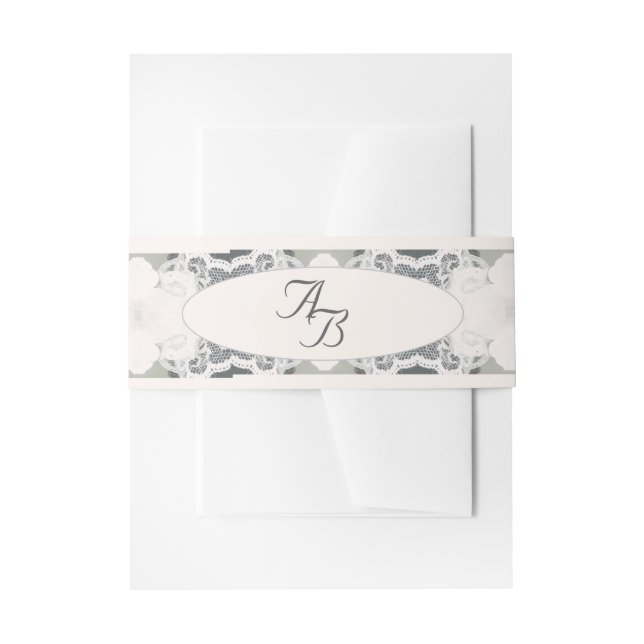 Cintas Para Invitaciones Boda de encaje rosa champagne (Anverso Ejemplo)