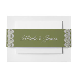 Cintas Para Invitaciones Boda de encaje verde oliva vintage Old Money