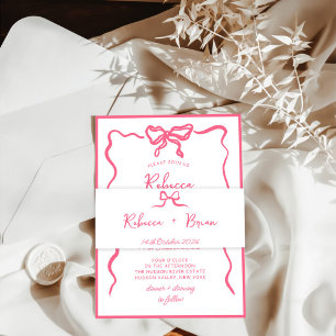 Cintas Para Invitaciones Boda De Esbozo De Cinta De Doble De Mano Rosada