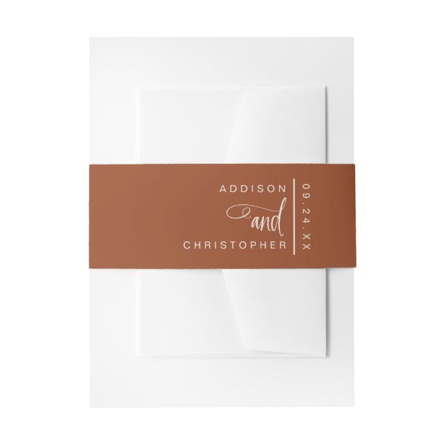Cintas Para Invitaciones Boda de escritura crema de terracota personalizada (Anverso Ejemplo)