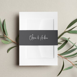 Cintas Para Invitaciones Boda de escritura manuscrita Ash negra sólida