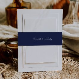 Cintas Para Invitaciones Boda de Escritura Moderna Azul Marino