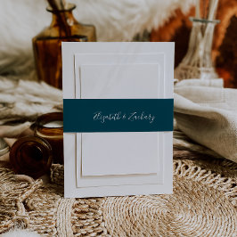 Cintas Para Invitaciones Boda de Escritura Moderna Azul Teal