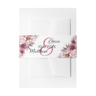 Cintas Para Invitaciones Boda de escritura moderna con flores de boho rosad