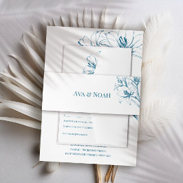 Cintas Para Invitaciones Boda de esquema de Lily Azul