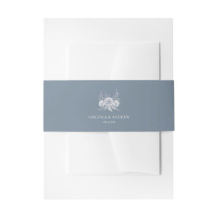 Cintas Para Invitaciones Boda de estilo victoriano en azul con flores blanc