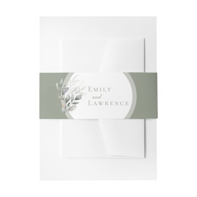 Cintas Para Invitaciones Boda de eucalipto verde salvia  (Anverso Ejemplo)