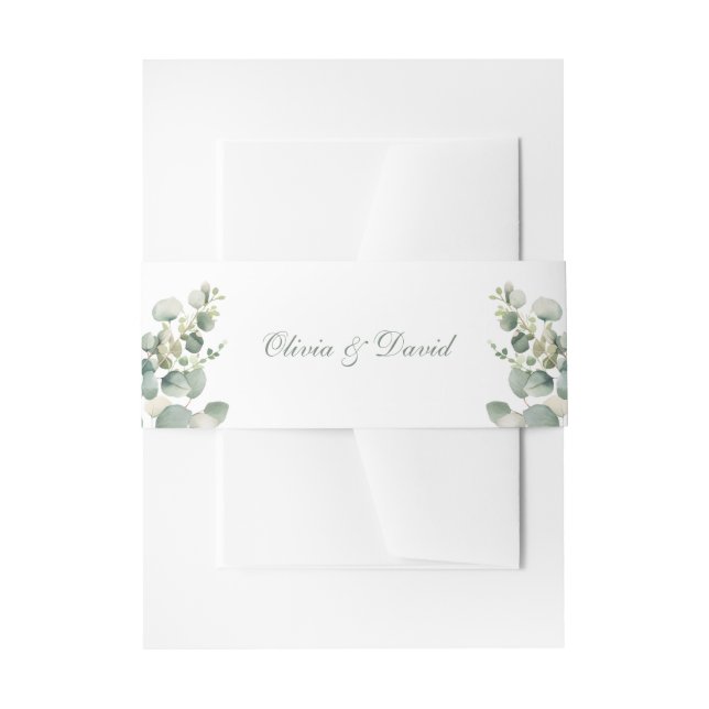 Cintas Para Invitaciones Boda de Eucalyptus (Anverso Ejemplo)