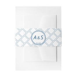 Cintas Para Invitaciones Boda de fecha inicial azul azul clásico minimalist