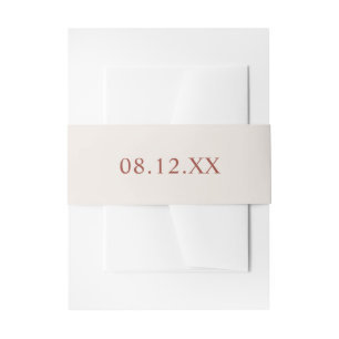 Cintas Para Invitaciones Boda de fecha simple crema y terracota