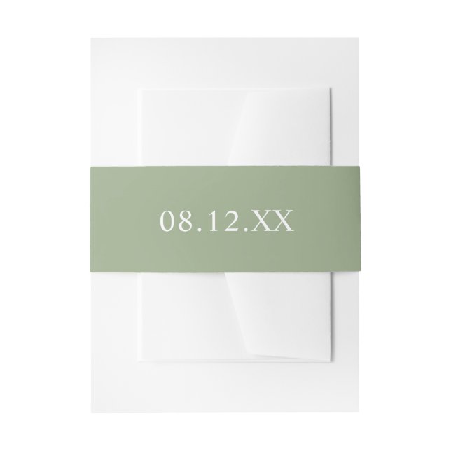 Cintas Para Invitaciones Boda de fecha verde simple de sabio (Anverso Ejemplo)