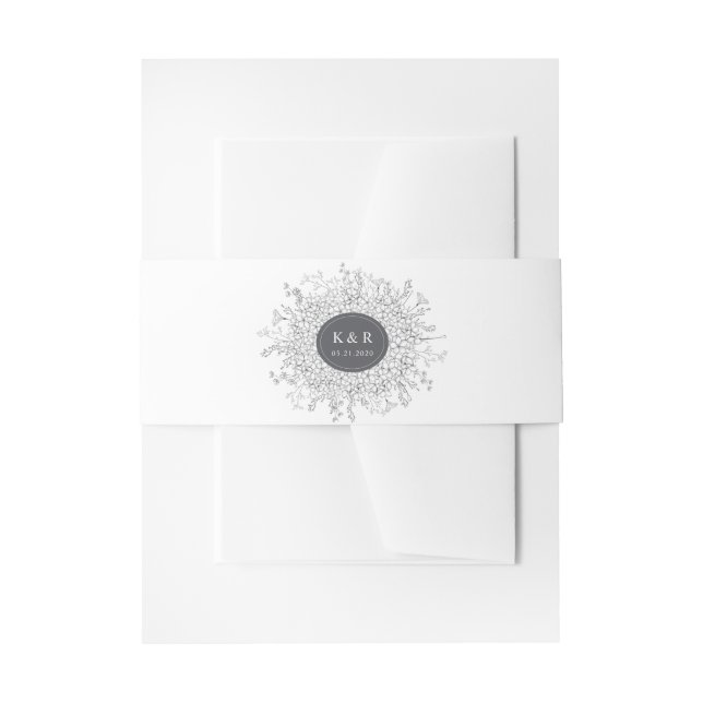 Cintas Para Invitaciones Boda de flor floral moderna esbozada (Anverso Ejemplo)