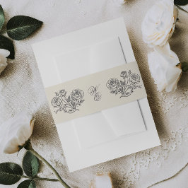 Cintas Para Invitaciones Boda de Florales Formales de Monograma Gris Clásic