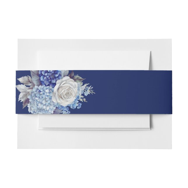Cintas Para Invitaciones Boda de flores azul acuarela - (Anverso Ejemplo)