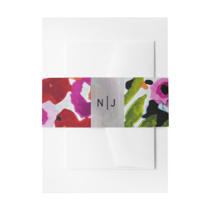 Cintas Para Invitaciones Boda de flores de acuarela con toque de color inte