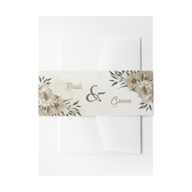 Cintas Para Invitaciones boda de flores de champán (Anverso Ejemplo)