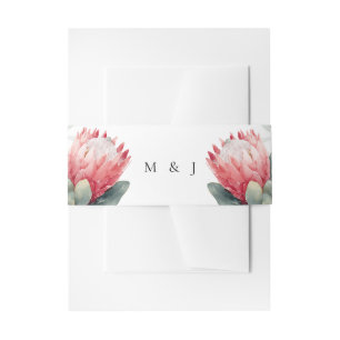 Cintas Para Invitaciones Boda de flores de color de agua de Rubor Protea