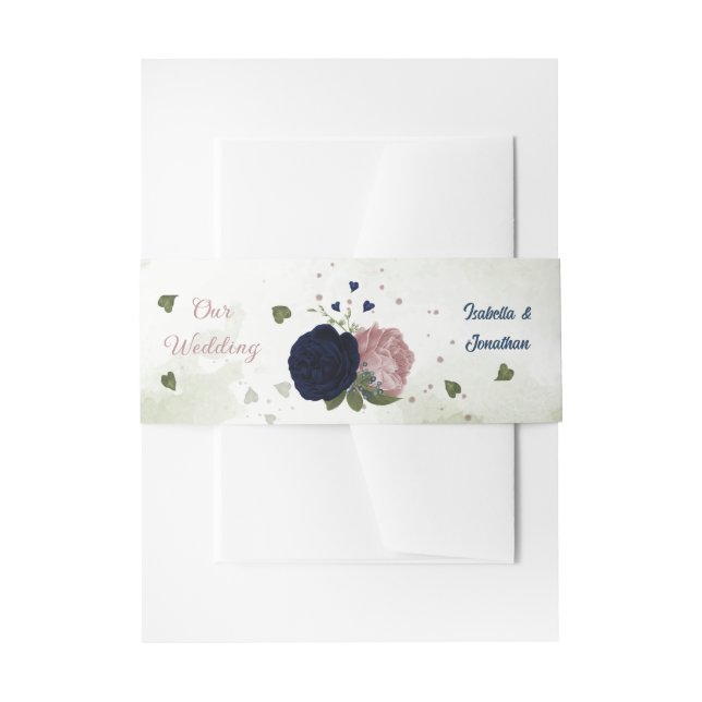 Cintas Para Invitaciones boda de flores de marina rosa (Anverso Ejemplo)