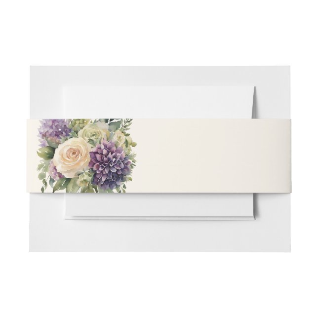 Cintas Para Invitaciones Boda de flores púrpura acuarela - (Anverso Ejemplo)