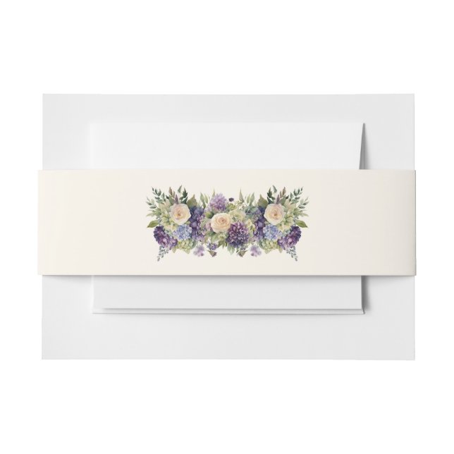 Cintas Para Invitaciones Boda de flores púrpura acuarela - (Anverso Ejemplo)