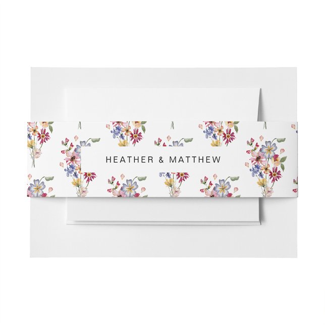 Cintas Para Invitaciones Boda de flores silvestres (Colorful Wildflower Wedding Invitation Belly Band by Painted Paperie
)