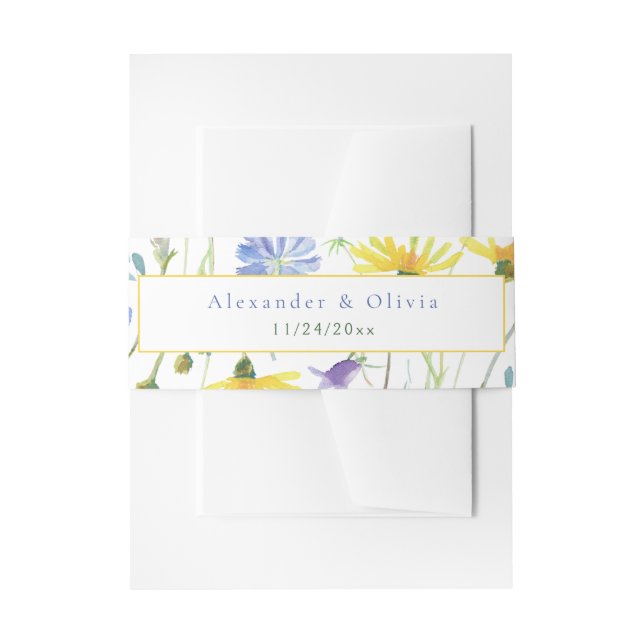 Cintas Para Invitaciones Boda de flores silvestres acuarelas (Anverso Ejemplo)