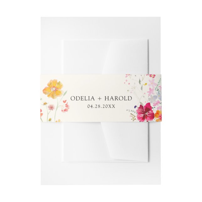 Cintas Para Invitaciones Boda de flores silvestres coloridas (Anverso Ejemplo)