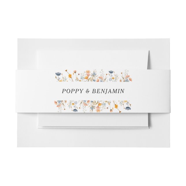 Cintas Para Invitaciones Boda de flores silvestres delicadas (Anverso Ejemplo)