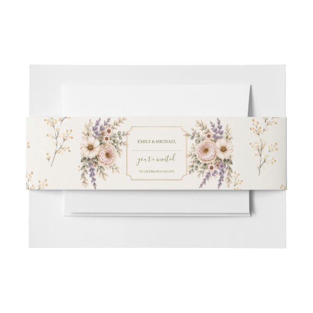 Cintas Para Invitaciones Boda de flores silvestres elegantes (Anverso Ejemplo)