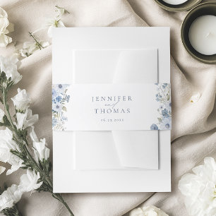 Cintas Para Invitaciones Boda de flores silvestres elegantes azul polvorien
