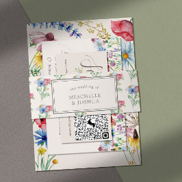 Cintas Para Invitaciones Boda de flores silvestres Poppy Daisy Cornflower F