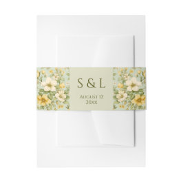Cintas Para Invitaciones Boda de flores verde y beige suave