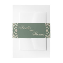 Cintas Para Invitaciones Boda de flores verdes rústicas 