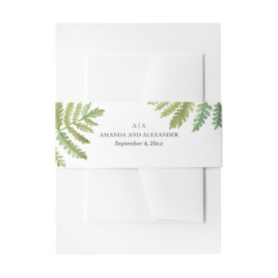 Cintas Para Invitaciones Boda de follaje de helechos de color de agua de bo