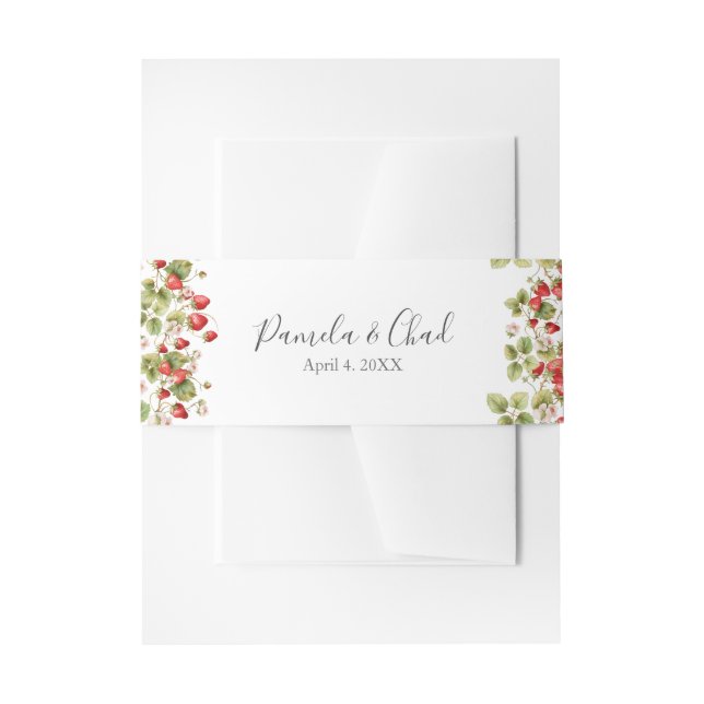 Cintas Para Invitaciones Boda de fresas acuáticas (Anverso Ejemplo)