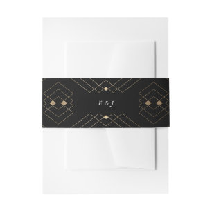 Cintas Para Invitaciones Boda de gatsby de deco geométrico de diamante negr