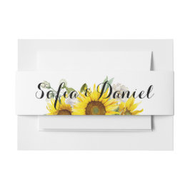 Cintas Para Invitaciones Boda de girasol acuarela rosa blanca 