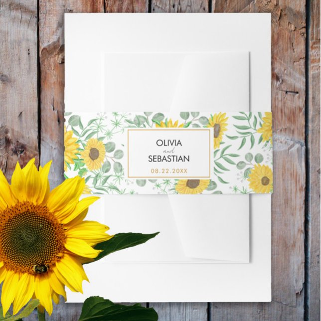 Cintas Para Invitaciones Boda de girasoles amarillo acuarela (Subido por el creador)
