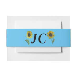Cintas Para Invitaciones Boda de girasoles e iniciales del país informal